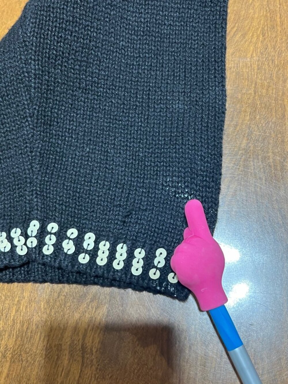 Design Originals Joy Sequin Beaded Snowman Full Zip Black Sweater Cardigan XL - Picture 10 of 11